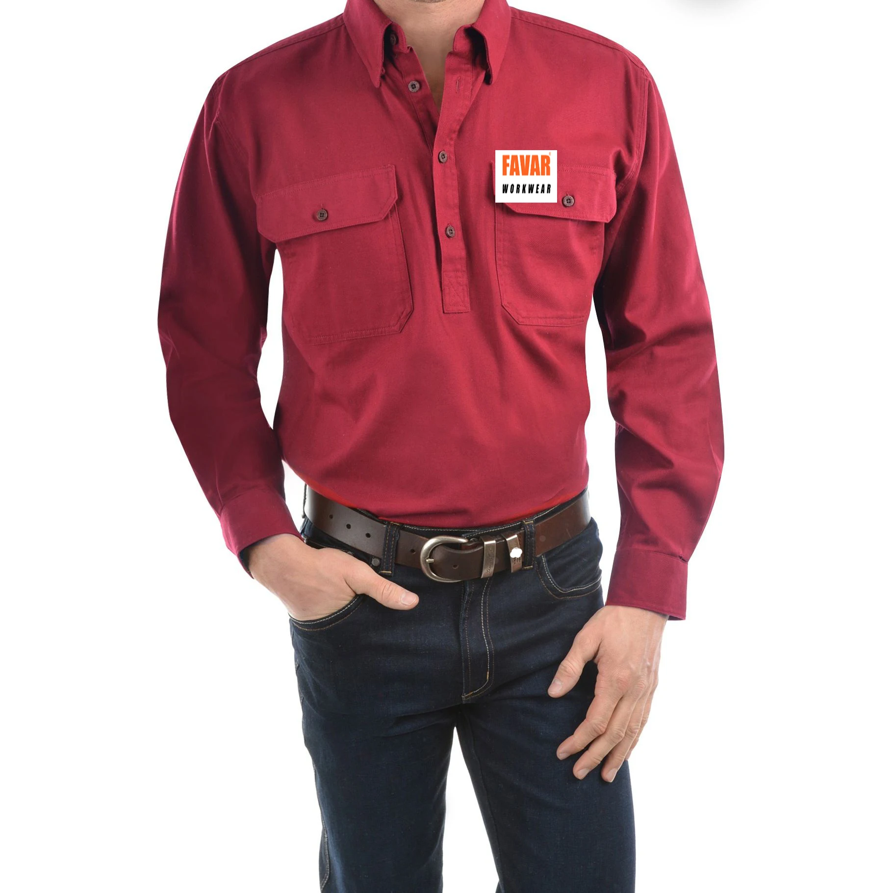100%Cotton Drill Women Men Dustproof Safety Work Shirts Two Pockets Uniform Work Shirt