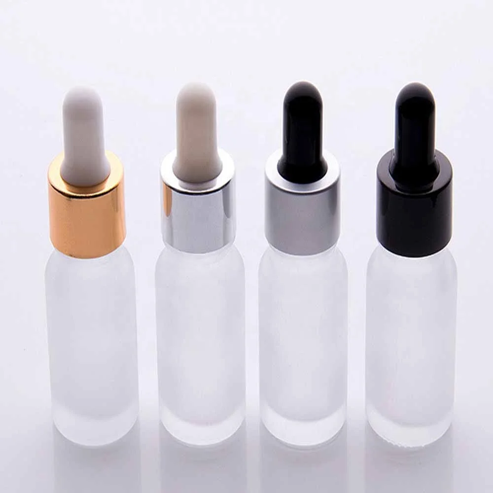 Hot sale Wholesale Price Glass Dropper Bottle for Cosmetic oil Packaging Luxury Frosted Clear with gold screw cap size 30ml