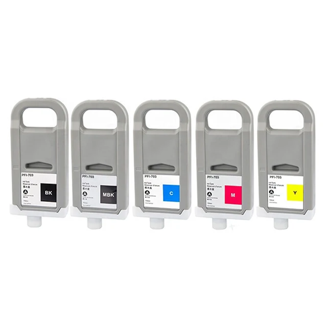 700ML PFI 703 Compatible Ink Cartridge Replacement For Canon IPF 810 820 815 825 5 Colors Ink Poltter Printers