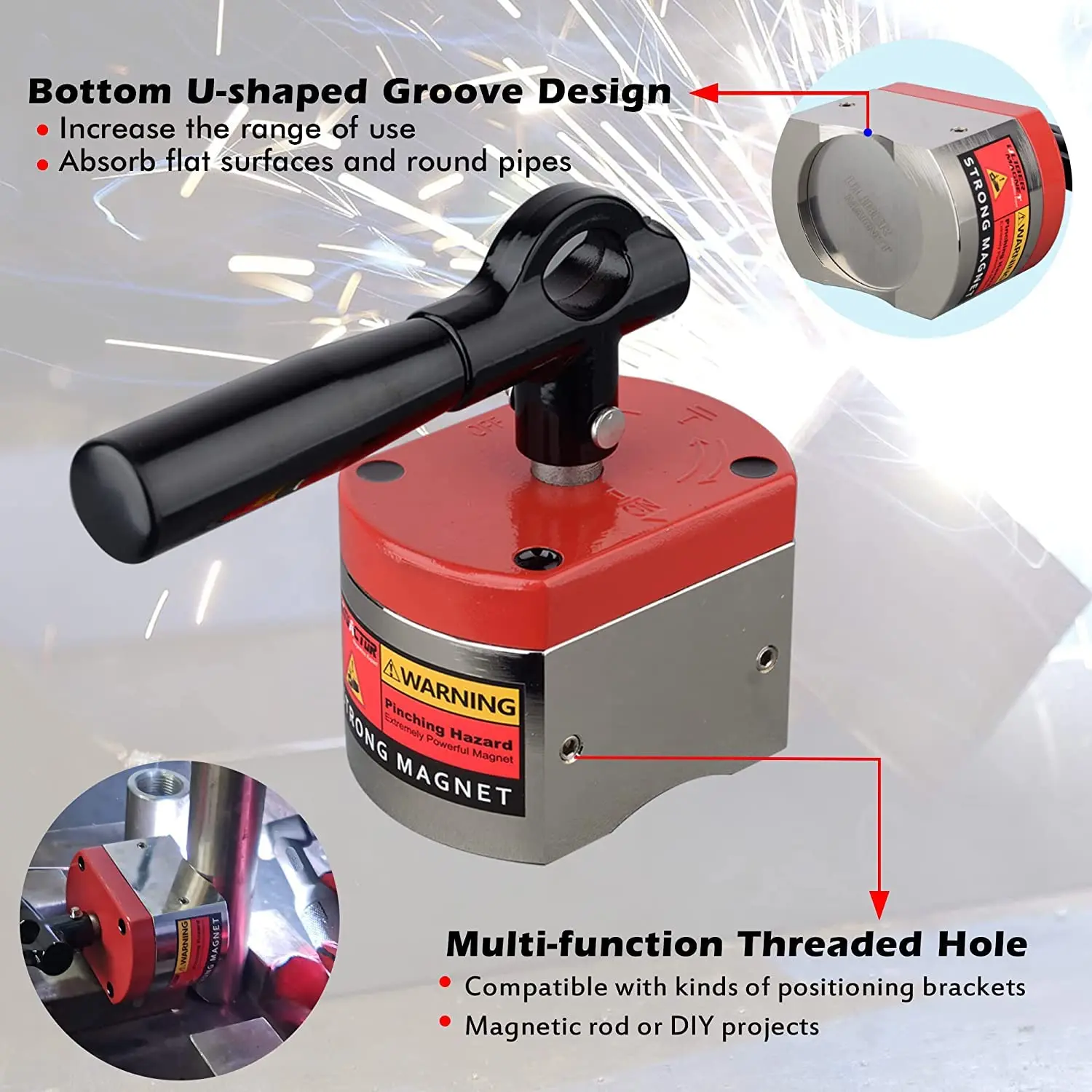700LBS Switch Magnet  On/Off  Magnetic Base Holder Welding Magnet