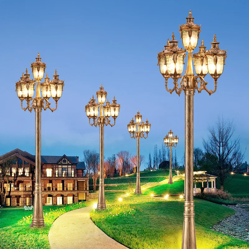 220V Wholesale IP65 waterproof outdoor street lamp 2-5M high pole European style glass ball landscape E27 E26 garden lamp