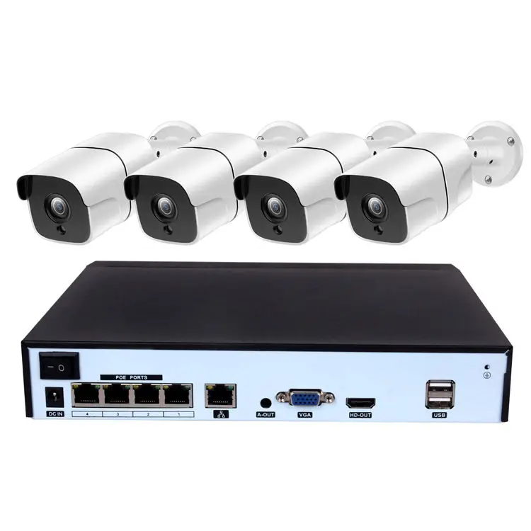 4 Channel POE NVR Home safety camera system H.265 5MP 4CH POE NVR Outdoor Security IP CCTV Camera System kit