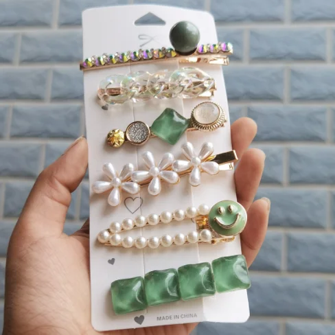 hot selling pearl diamond crystal hair clips hair pins sets summer classic heart star flower hairclips Barrettes hair ornament.png