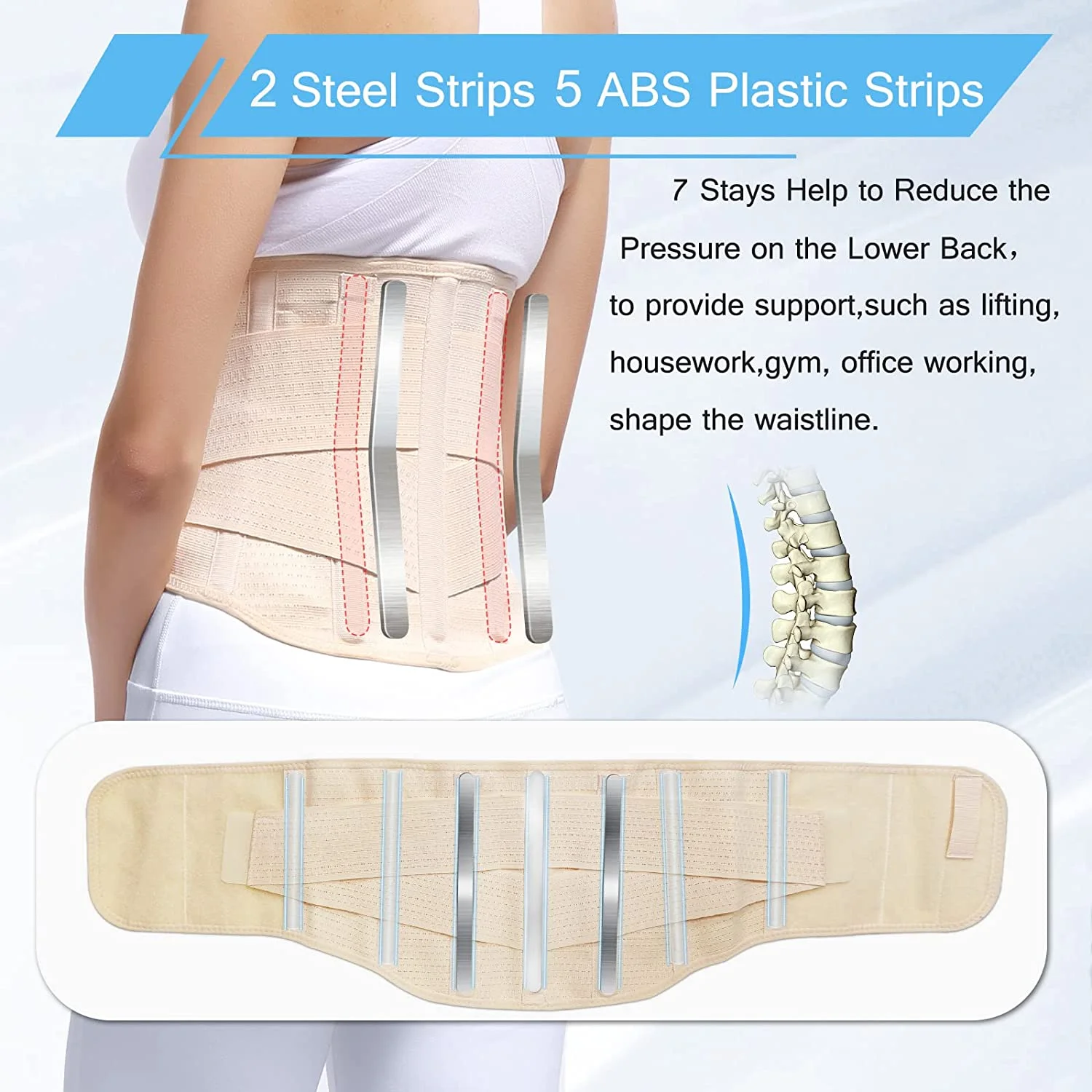 HKJD Anti-Skid Lumbar Support Belt Breathable Waist Lumbar Lower Back Brace For Sciatica, Herniated Disc, Relief Back Pain