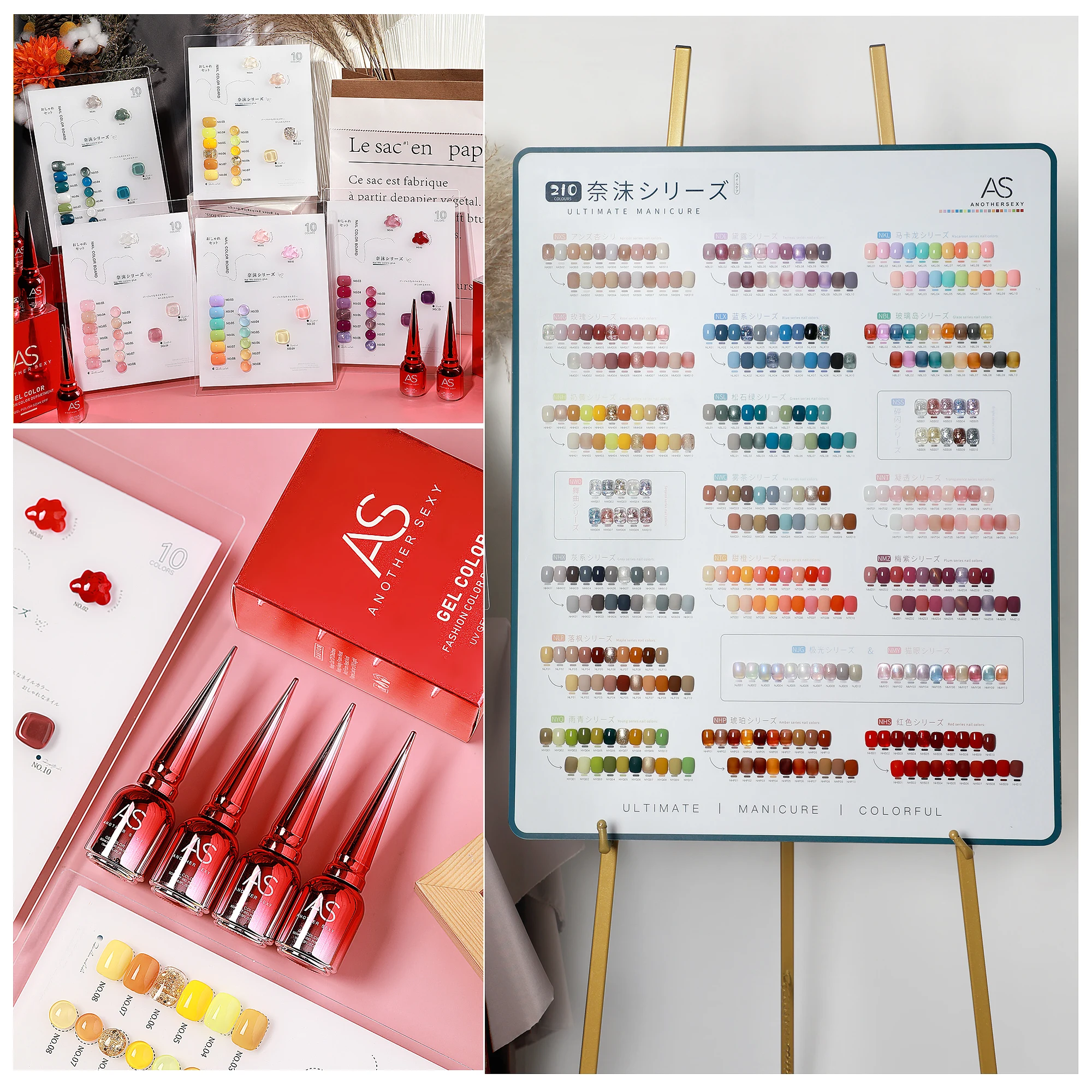 AS 210 Colors Set Fluorescent Gel Nail Polish Summer Spring Colorful Laser Glitter Nail Art Gel Varnish Manicure Kit For Nails