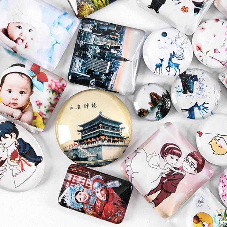 
custom epoxy Round kitten Glass cat stuck in refrigerator magnet 