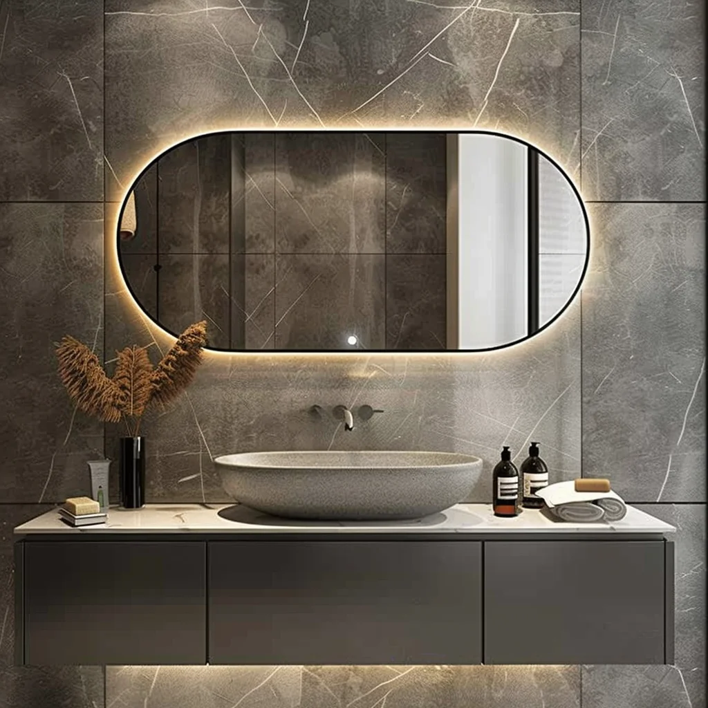 Wall Vanity Mirror Lights Led Makeup Mirror Washroom Oval Led Bathroom Mirror