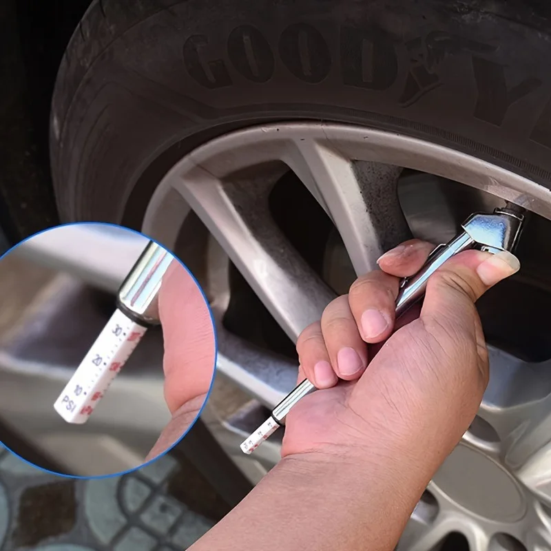 CLAUTOOL Portable 10-120PSI Silver Dual Head Stainless Pencil Type Dual Foot Tire Pressure Gauges For Truck Car RV