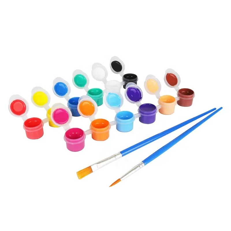 12 colors 2ml acrylic paint with 2 brushes DIY Children Graffiti Pigment Set for Art Painting
