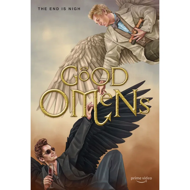 Amazon hot sale 280g canvas wall painting customizable home decor print good omens movie poster wall art