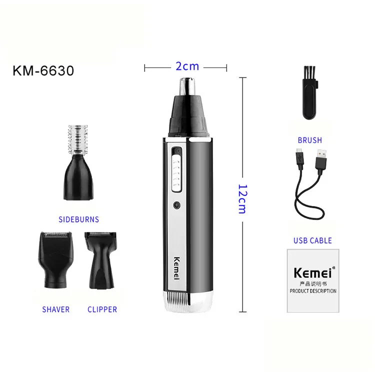 kemei km-6630 4 In 1 Nose Trimmer Electric Nose Trimmer Multifunctional Shaving Machine Wholesale