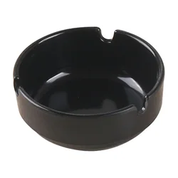 RTS 7.7x7.7x 3.3 cm cheap mini portable round unbreakable black melamine plastic ashtray for bar and restaurant wholesale