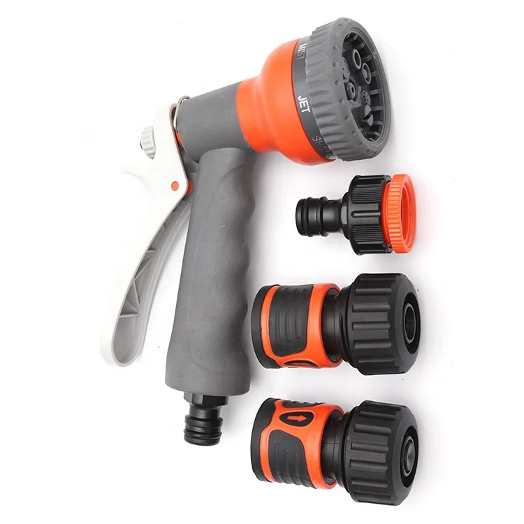 Garden seven functions soft grip handle high quality water gun and spray nozzle with back trigger pistol