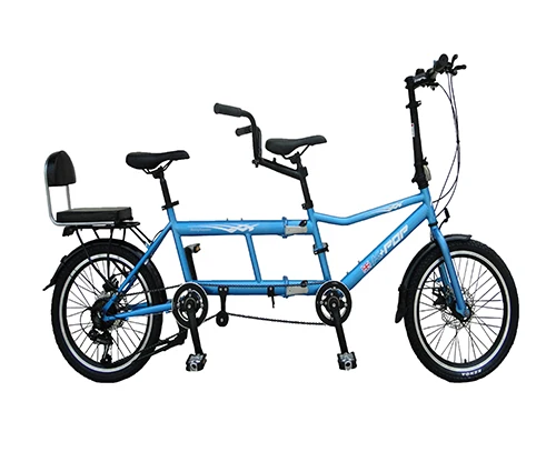 
20 Inch Double Folding Bike High carbon Steel Frame Family Bicycle Tandem bicycle 