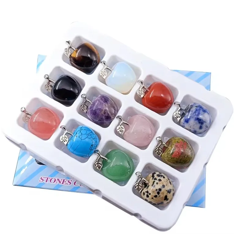 Crystal Crafts For Christmas Natural Rose Quartz Crystals Healing Stone Carving Apple Set Amethyst Souvenirs Gift