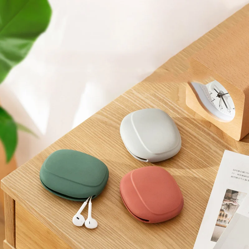 Portable Wired Headset Storage Bag Mini Cable Organizer Case Easy Carrying Silicone Headphone Organizer