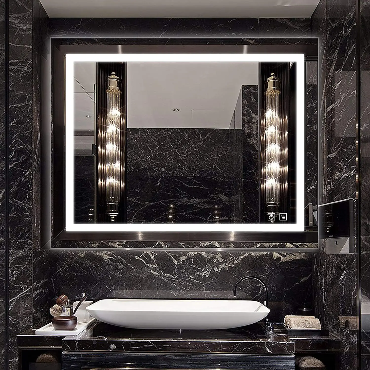 Customizable Contemporary Bathroom Standing Mirror Touch Sensor Switch Framed Frameless Glass Makeup-Factory Outlet LED Light