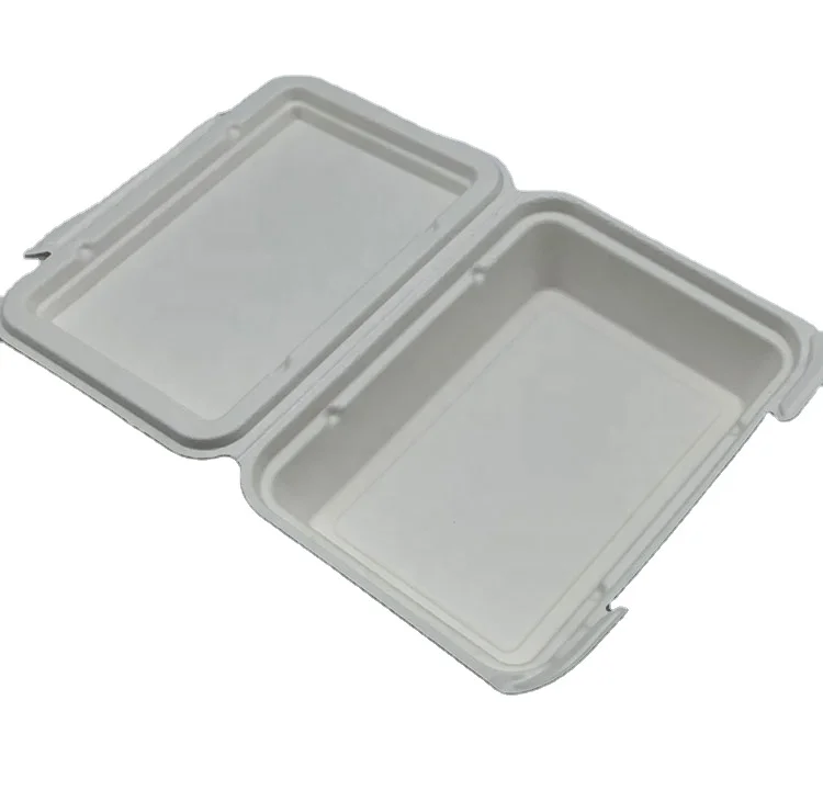 6 x 9 Inch Eco-Friendly biodegradable disposable sugarcane bagasse packing food container Food Delivery Box