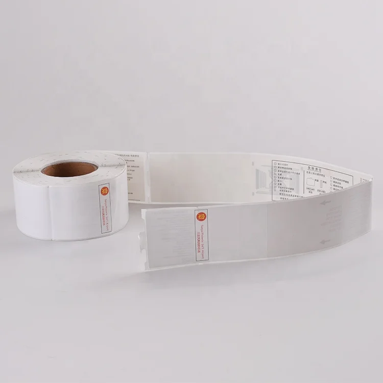 Custom Printed Waterproof Synthetic Thermal Paper Self-Adhesive Airline Baggage Tag Hot Melt Silicone Adhesive Factory Supply