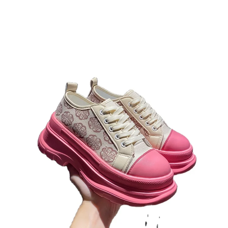 Breathable cheap small white women students running thick soles women casual flat ladies lace up outdoor board shoes