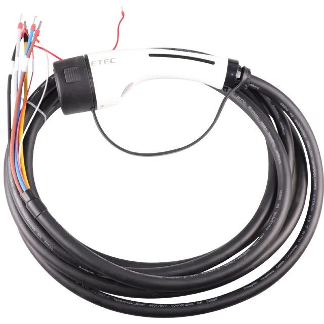 ETEC OEM 32A EV Cable Charging Plug 7.3kw  Ev Charger Type2 Ev Charging Plug with 5m Cable