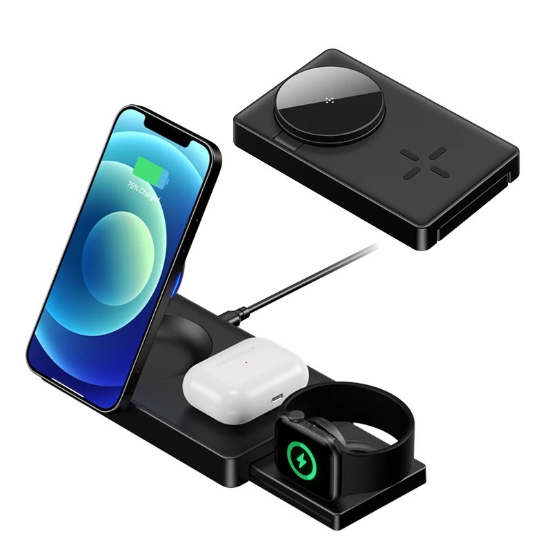 2022 new product qi magnetic 3 in 1 wireless charger 15w foldable magnet fast 3 in one wireless charging dock station