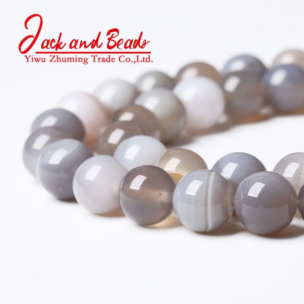 Natural Onyx Stone Gray Striped Agates Round Loose Beads for Jewelry Making