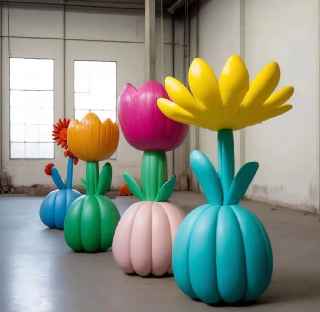 Hot sale custom handmade craft mall window display colorful artificial flowers statue indoor home decoration art sculpture
