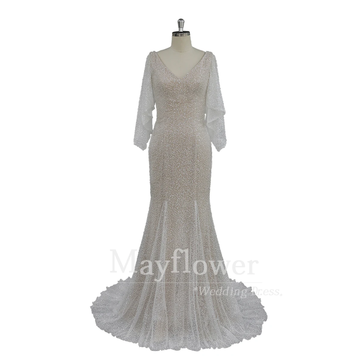 Sparkling crystal wedding dress bohemian style mother of the bride dress 2021