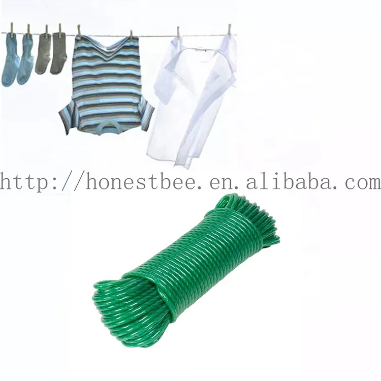 Metal Wire  PVC Clothesline  Washing lines strong life  steel core Plastic coated rope  laundry Dryer clothes  drying line green