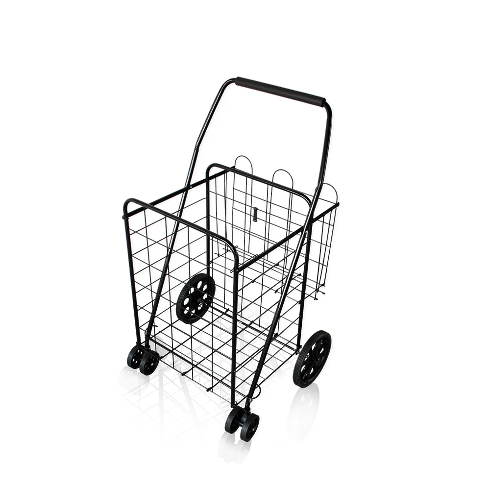 75lb 35KG Folding Shopping Grocery Basket Large Metal Rolling Laundry grocery cart with wheels  for supermarket