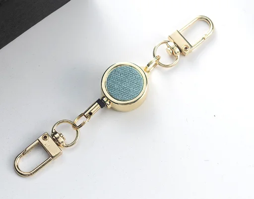 Stylish Stretch Keychain Cover in Metallic Cloth Design, Ideal for Key & Card Management