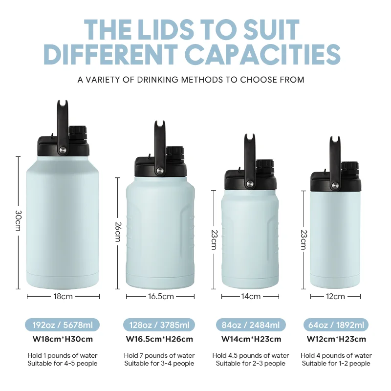 AMZ Popular 128oz Double Layer Stainless Steel Beer Keg Metal Growler Gym Fitness Water Bottle 1 Gallon Jug