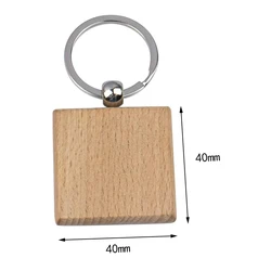 Custom Logo Personalized Engraved Blank Beech Wood Key Chain Tag Key Ring Wooden Keychain