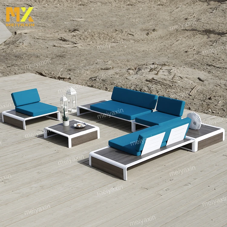 Europe simple design waterproof fabric top quality power coated sofa set outdoor aluminium