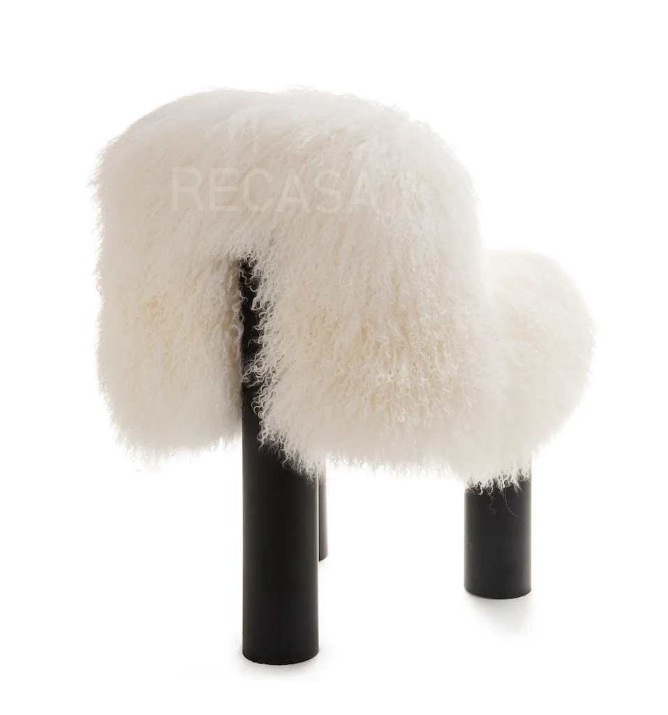 Modern Home Furniture Sheepskin Dining Chair White lamb Fur Dining Room Chair