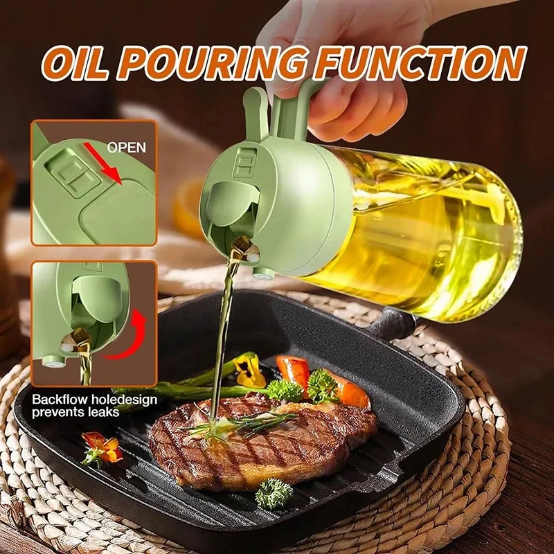 2in1 470ml Plastic Spray Oil Sprayer Bottle Spray Oil Dispenser Oil Jar Cruet BBQ Kitchen Baking Roasting Picnic Kitchen Tool