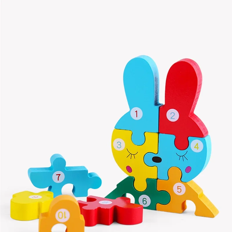 new design educational toy 3D wooden puzzle number puzzle