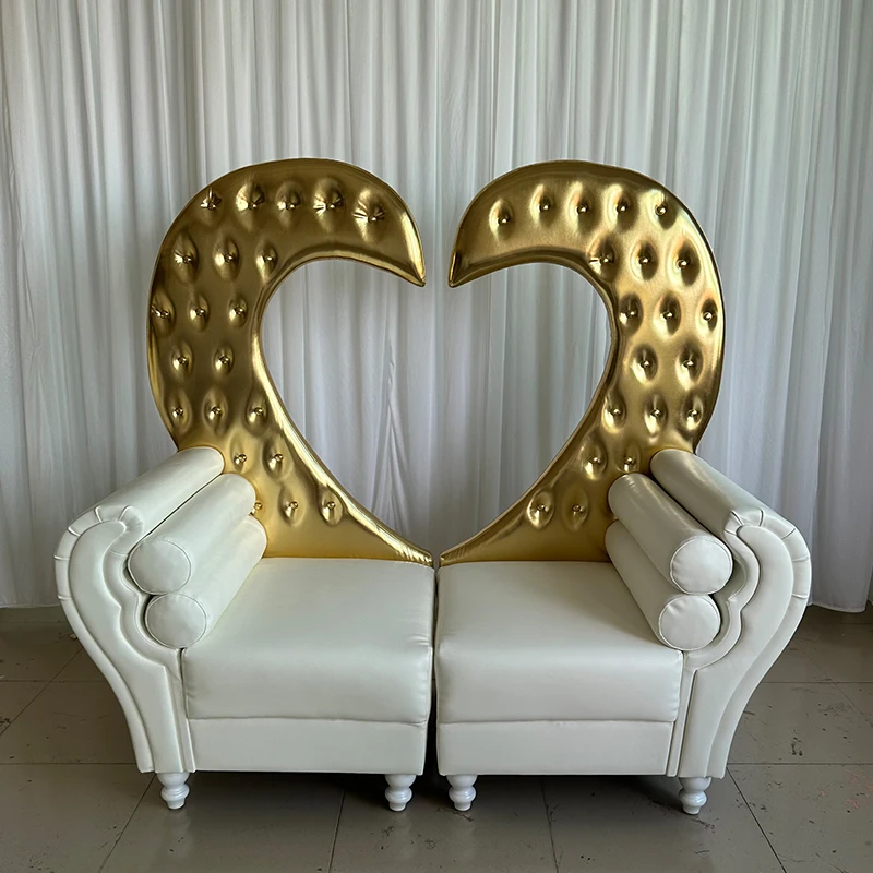 Latest Designed Luxury Party Furniture Gold Wedding Royal King Throne Chair Queen Sofa For Wedding