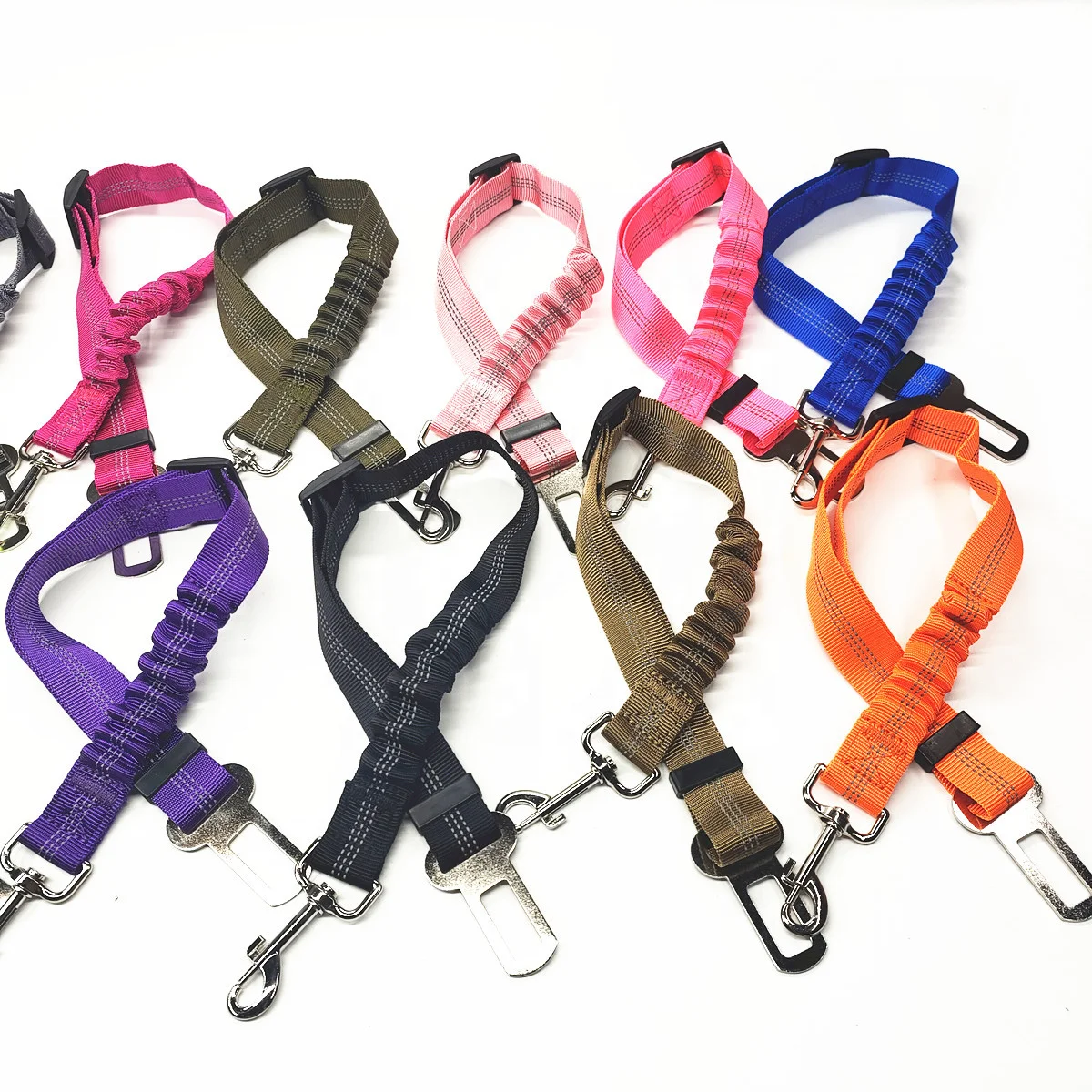 Dog Seat Belt with Elastic Bungee Buffer Adjustable Safety Dog Car Harness Dog Car Seat Belt