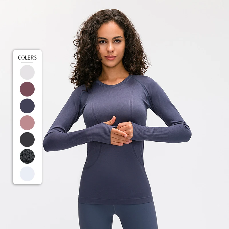 Wholesale Long Sleeve Yoga Tops Girls Workout Sports Jacket For Women Gym Fitness Active Wear Women Shirts