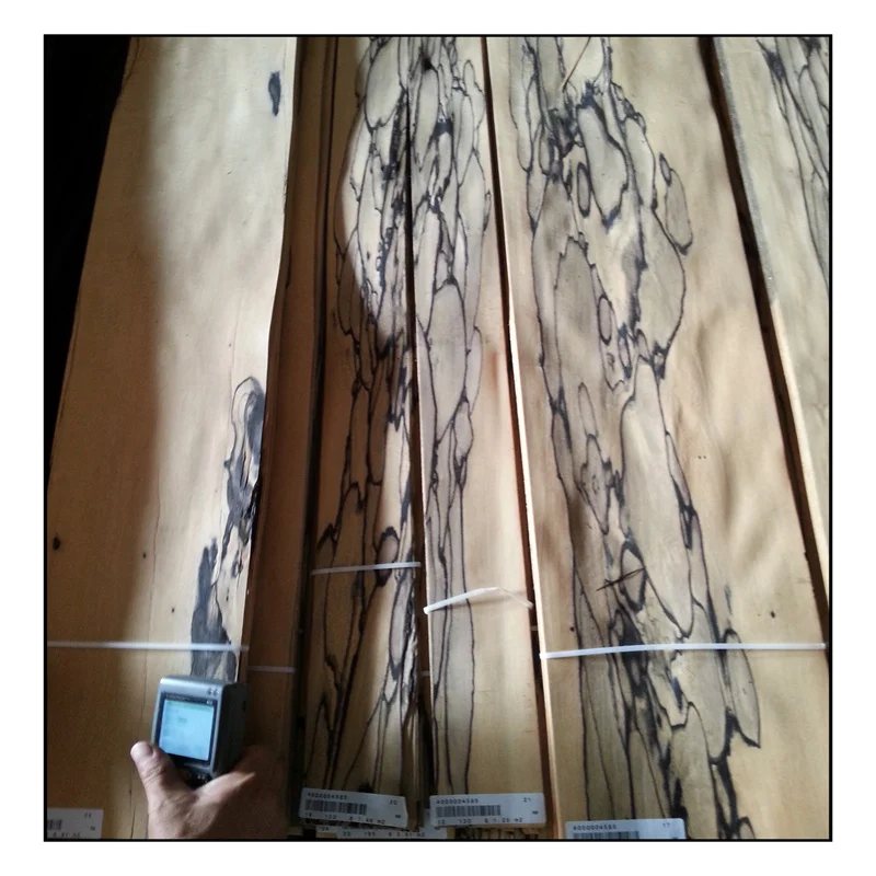 Exotic Wood Crown Cut Natural Real White and Black Ebony Ziricote Face Wood Veneer Sheet