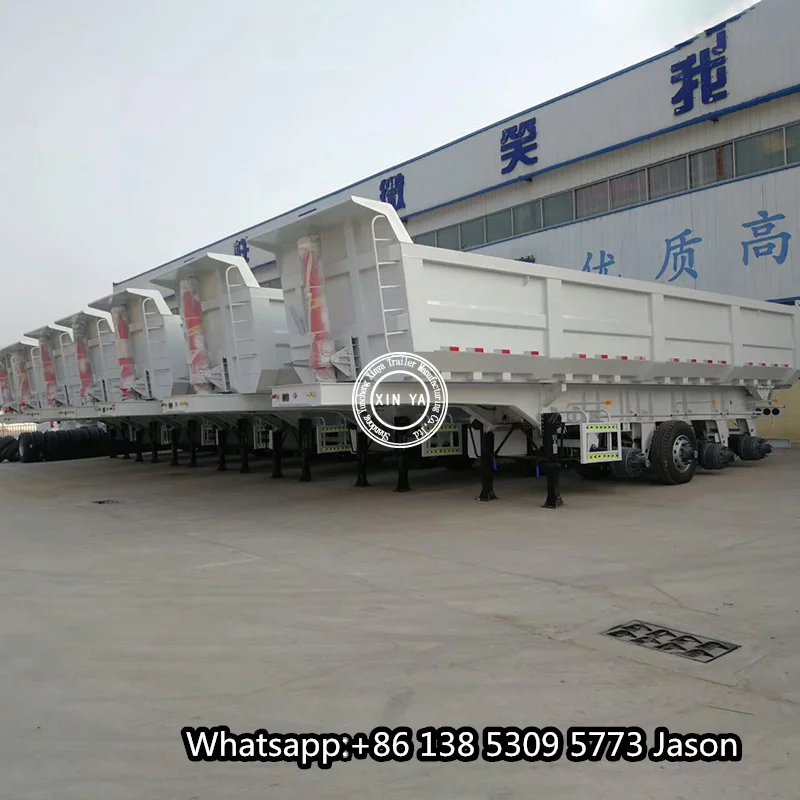 3 axle 80ton 100ton 40cbm 60cbm u shape side dump trailer tipper semi trailer for sale