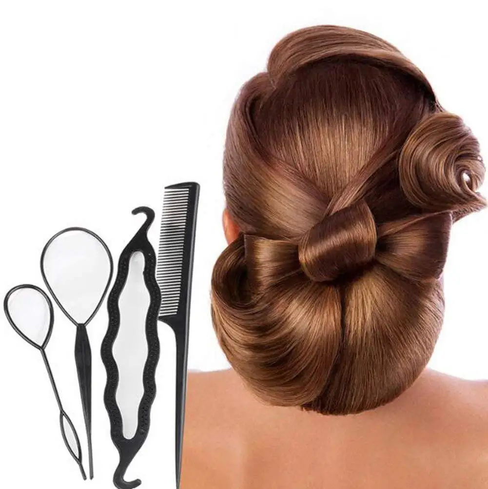 4pc/Set Hair Twist Styling Clip Stick Bun Maker Braid Tools Hair Accessories Hot for Women Lady Girls
