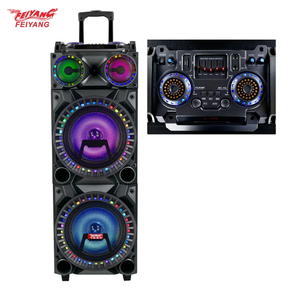 
FEIYANG Temeisheng фабрика hifi низкочастотный динамик 2*10 дюймов деревянная коробка 120 Вт Беспроводная BT башня акустическая система для наружного или домашнего кинотеатра 