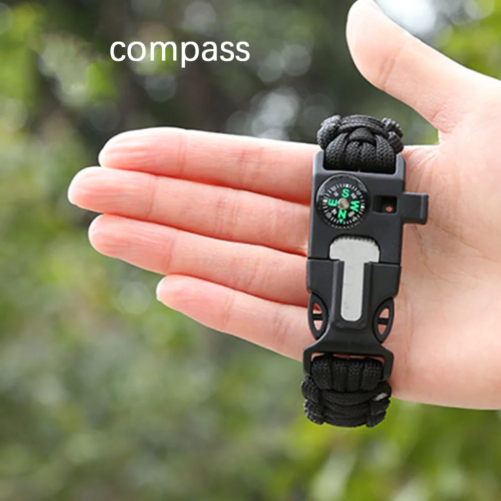 Seven-core Woven 5-in-1  Compass Hand Rope Outdoor Mountaineering Camping Emergency Survival Bracelet