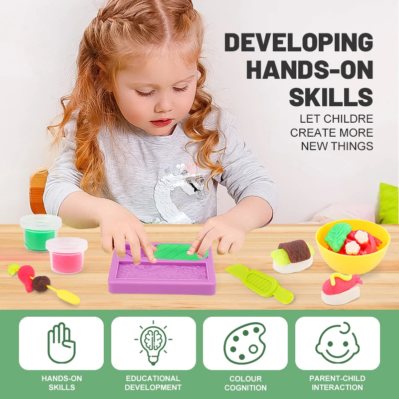 Leemook Imagination creativity improvement children educational playdough set sushi ramen colored clay kids food play dough set