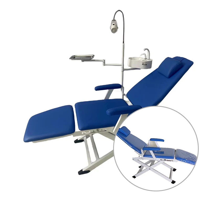 LK-A37B China Clinic Mobile Portable Folding Camping Dental Chair With Light Tray Spittoon