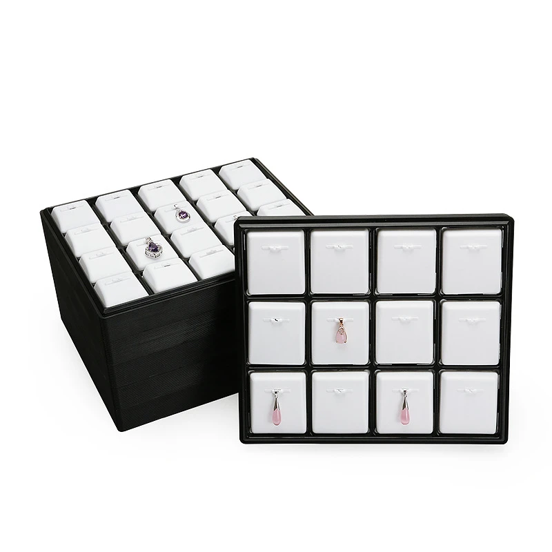 ABS material jewelry tray insert black and white color ring earring pendant stackable jewelry display tray Set