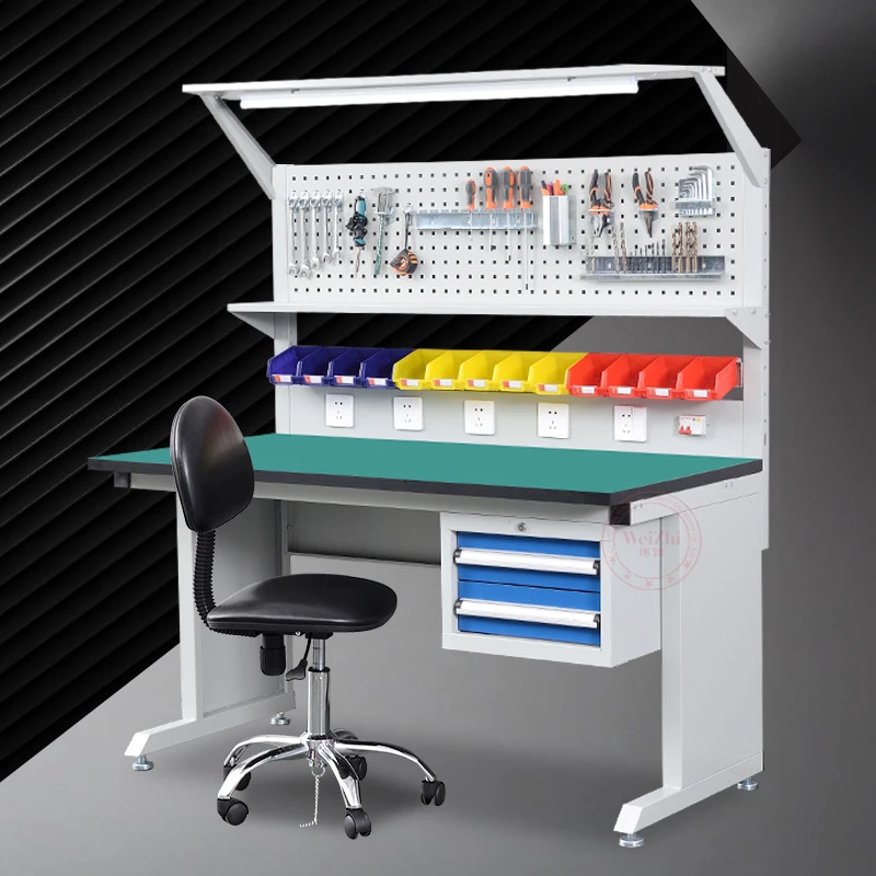 Рабочий стол из нержавеющей стали с выдвижными ящиками